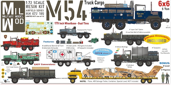M54 Cargo Truck 179 inch wheelbase 5 ton 6x6 with tarpaulin  MM072-189