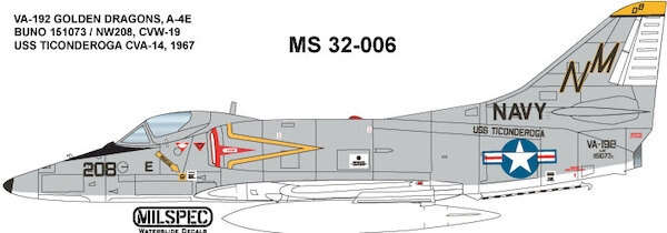 A4E Skyhawk (VA-152 Golden Dragons NM208, CVW-19, USS Ticonderoga CVA-14, 1967  MILSPEC32-006