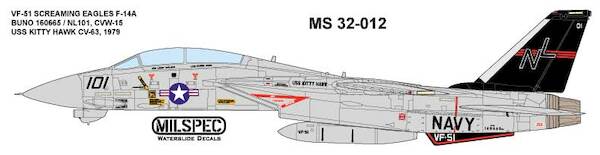F14A Tomcat (BuNo160665/NL101, VF51 Screaming Eagles, USS Kitty Hawk 1979) MILSPEC32-012