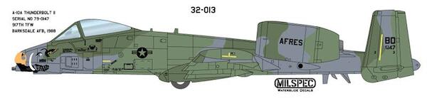 A10A Thunderbolt II (79-0147 917th TFW Barksdale AFB 1988) MILSPEC32-013