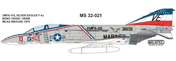 F4J Phantom  (VMFA115 Silver Eagles US Marines at Iwakuni MCAS 1976)  MILSPEC32-021