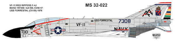 F4J Phantom (VF-11 "Red Rippers" US Navy on USS Forrestal 1976) MILSPEC32-022