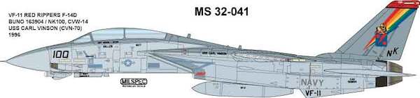 F14D Tomcat (BuNo163904/NK100, "Red Ripper" USS carl Vinson 1996) MILSPEC32-041