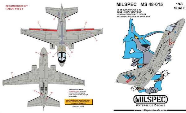 Lockheed S3B Viking (VS35 "Blue Wolves" USS Lincoln CVN72) MILSPEC48-015