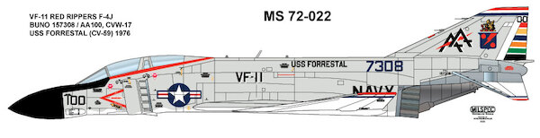 F4J Phantom  (VF-11 "Red Rippers" US Navy on USS Forrestal 1976)  MILSPEC72-022