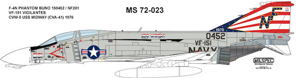F4N Phantom  (VF-151 "Vigilantes" US Navy on USS Midway 1976)  MILSPEC72-023