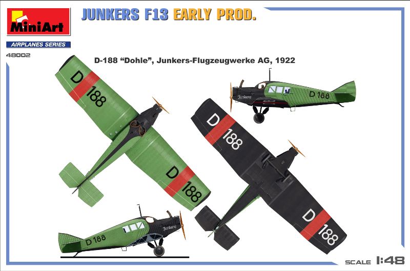 MiniArt 48002 Junkers F13 Early Production Aircraft Model Kit – 1/48 Scale
