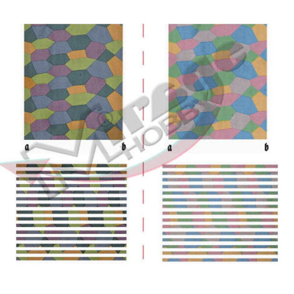 Lozenge 5 colour dark and light Day Pattern D0003