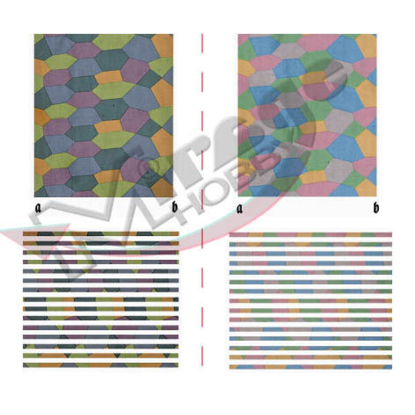 Lozenge 5 colour dark and light Day Pattern  D0003