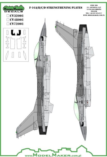 F-16A/B/C/D Fighting Falcon strengthening plates - vinyl  CV32001