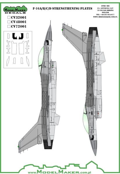F-16A/B/C/D Fighting Falcon strengthening plates - vinyl  CV48001