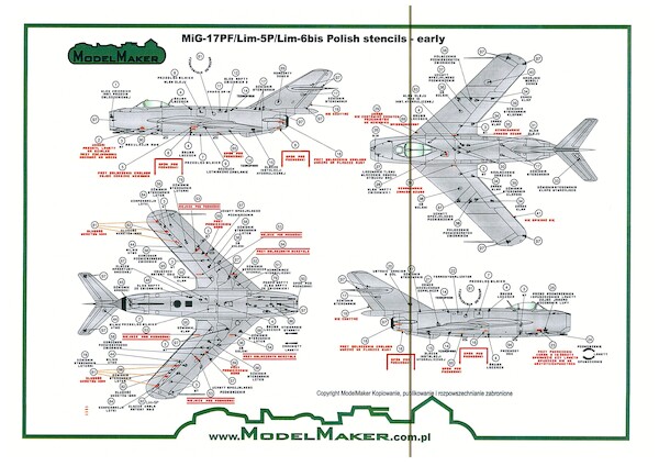 Polish Mikoyan MiG15/MiG15Bis & LiM1/2 Stencils (Early) MMD-32026