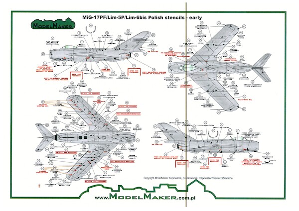 Polish Mikoyan MiG15/MiG15Bis & LiM1/2 Stencils (Early)  MMD-32026