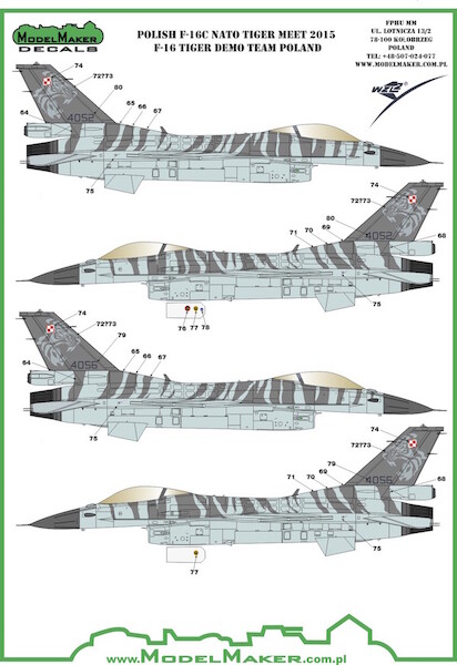 F16C Fighting Falcon (Polish AF NATO Tiger meet 2015, Tiger demo team) Masking foil and decal set  MMD-32061