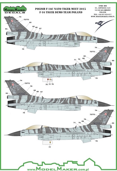 F16C Fighting Falcon (Polish AF NATO Tiger meet 2015, Tiger demo team) Masking foil and decal set MMD-32061