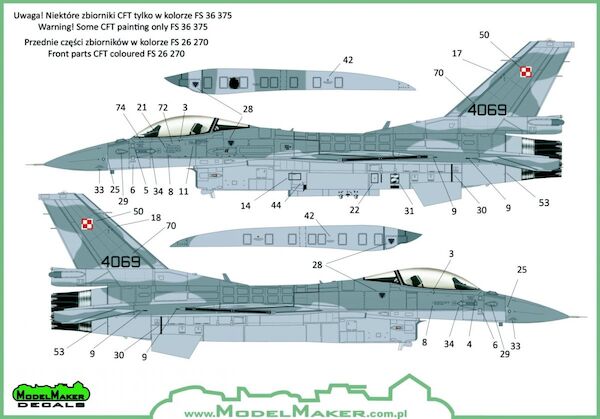 F16CD Fighting Falcon (Polish AF Stencils and markings for 2 planes)  MMD-32073A