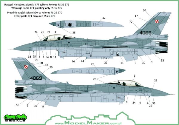 F16CD Fighting Falcon (Polish AF Stencils and markings for 2 planes) MMD-32073A