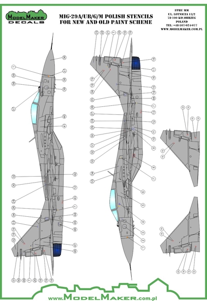 Mikoyan MiG29 Fulcrum Polish Stencils old and new MMD-32091
