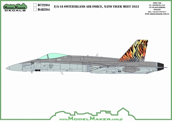 F/A18A Hornet "Panthers" Swiss AF with Generic set (For Academy) MMD-32204