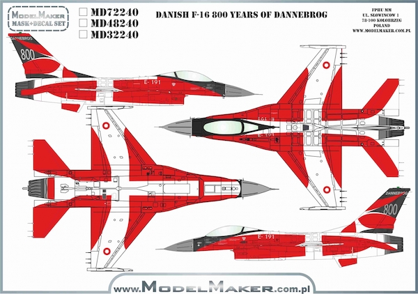 F16A Fighting Falcon (Danish AF 800 Years of Dannebrog) MMD-32240