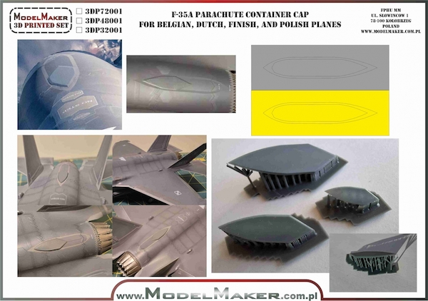 F35A Parachute Container Cap , for Dutch, Belgian, Norwegian, Finnish and Polish planes  MMD-3DP32001