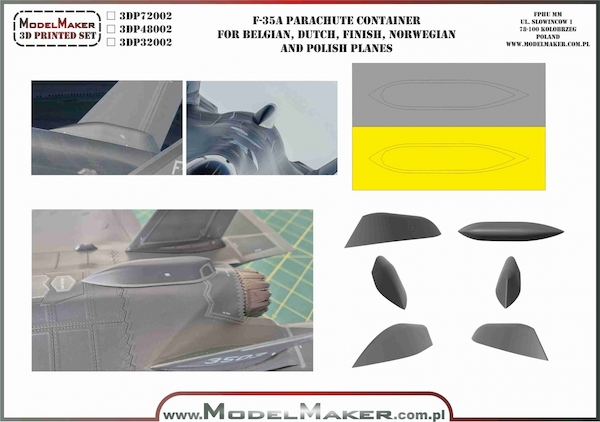 F35A Parachute Container, for Dutch, Belgian, Norwegian, Finnish and Polish planes  MMD-3DP72002