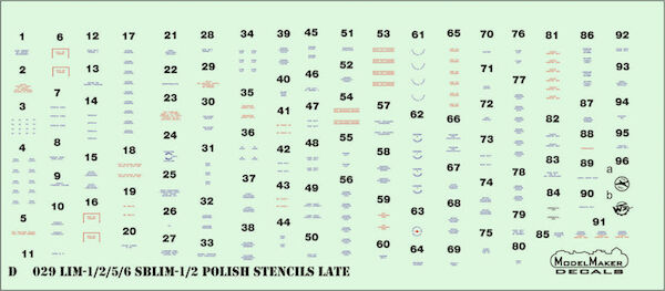 Mikoyan MiG17/LiM1/2/5/6/SBLim1/2 Polish Stencils - late- MMD-48029