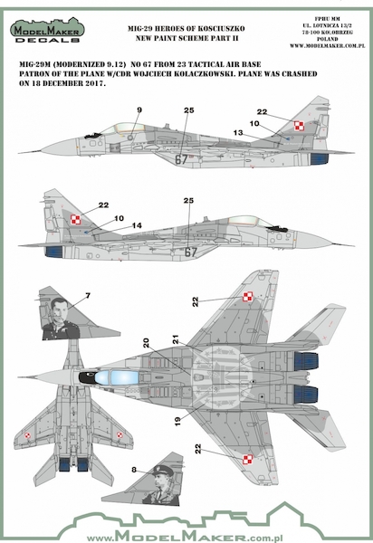 Mikoyan MiG29M Fulcrum "Hero's of Kosciuszko" New Paint Scheme (Polish Air force)  MMD-48106