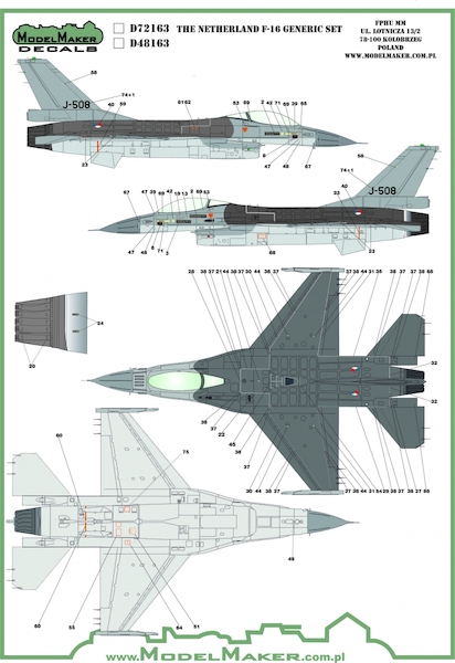 The Netherlands F16 Insignias and Stencils Generic Set  MMD-48163