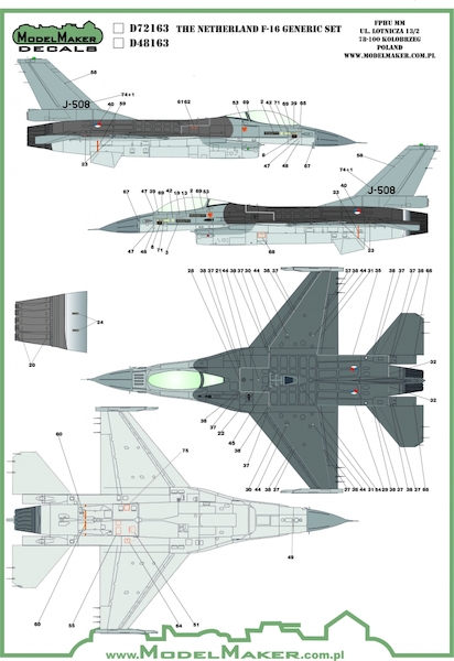 The Netherlands F16 Insignias and Stencils Generic Set MMD-48163