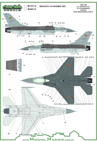 Belgian F16 Insignias and Stencils Generic Set MMD-48174