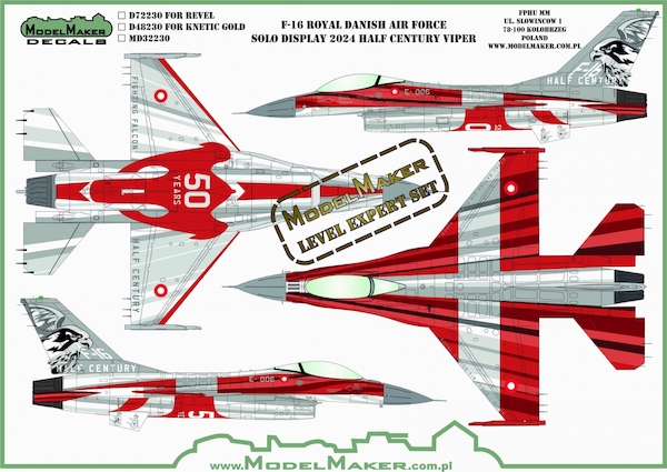 F16A Fighting Falcon (Danish AF Solo Display 2024 Half Century Viper) MMD-48230
