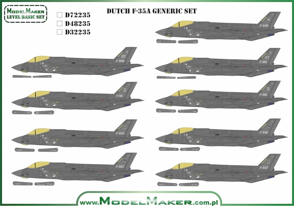 F35A Lightning II (Dutch Air Force, Generic set)  MMD-48235