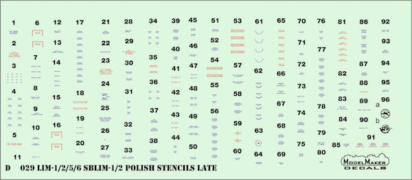 Mikoyan MiG17/LiM1/2/5/6/SBLim1/2 Polish Stencils - late-  MMD-72029