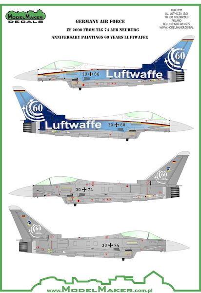 Eurofighter Typhoon 60 Years Luftwaffe TLG 74 mask + decal MMD-72080