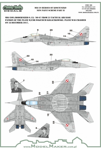 Mikoyan MiG29M Fulcrum "Hero's of Kosciuszko" New Paint Scheme (Polish Air force)  MMD-72106