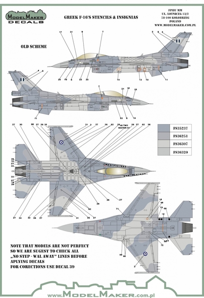 Greek F16 Stencils and Insignia MMD-72125