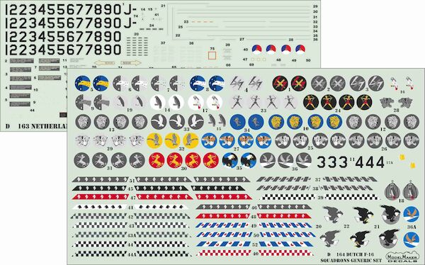 The Netherlands F16 Squadron markings, Insignias and Stencils Generic Set  MMD-72164