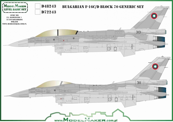 F16C/D Block 70 Fighting Falcon (Bulgarian AF, Generic set)  MMD-72243