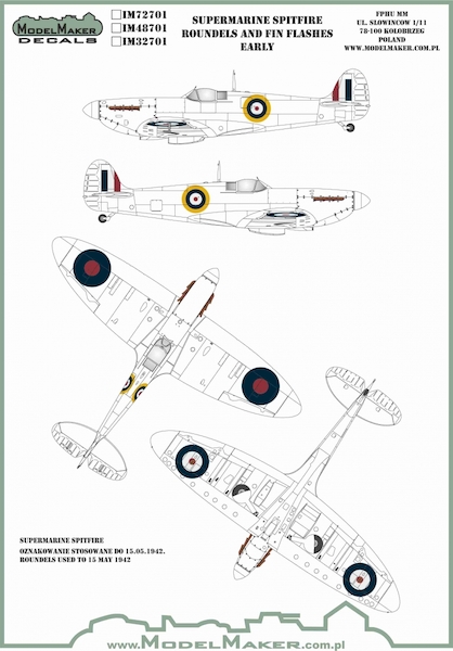 Supermarine Spitfire Roundels and fin flashes -Early MMD-IM32701