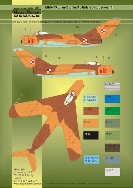 Mikoyan MiG17/LiM5/6  in Polish Service Volume 1  MMD-M32025