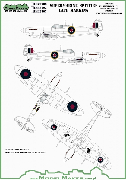 Supermarine Spitfire Roundels and fin flashes - Late_ MMD-M32702