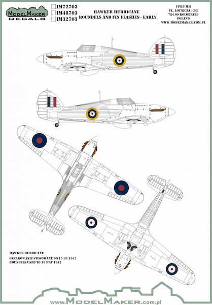 Hawker Hurricane Roundels and fin flashes - Early MMD-M48703