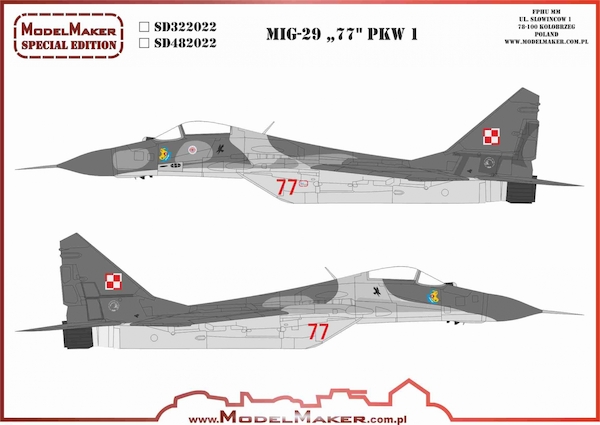 Mikoyan MiG29 ("77" PKW1 Polish Air force) MMD-SD322022