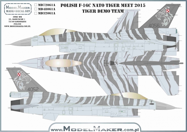 F16C Fighting Falcon (Polish AF NATO Tiger meet 2015, Tiger demo team) Masking foil  MMD-YM48061