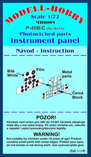 Curtiss P40B/C Tomahawk instrument panel (Airfix)  K72909
