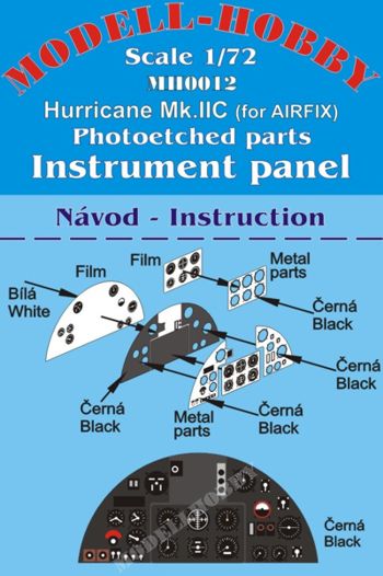 Hurricane MkIIc instrument panel (Airfix) K72912