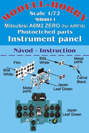 Mitsubishi A6M2 Zero instrument panel (Airfix) K72914