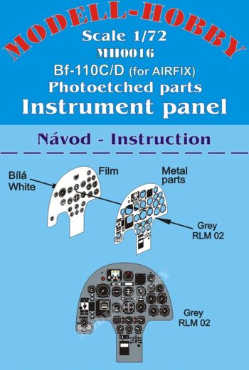 Messerschmitt BF110C/D instrument panel (Airfix) K72916