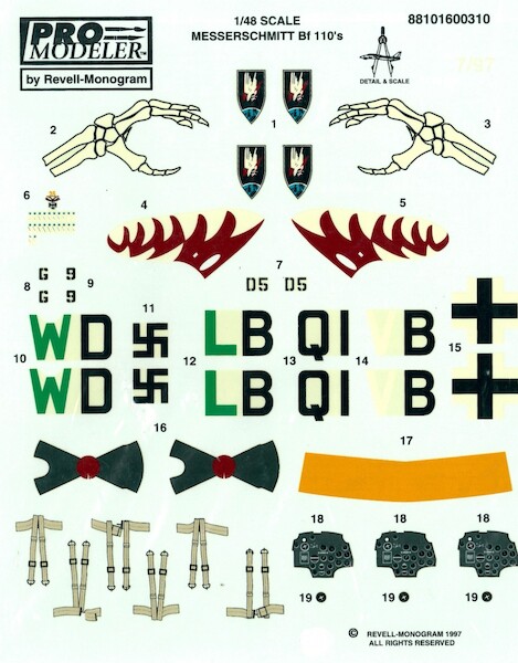 Bf110G`s (for ProModeler Bf110G kit nr.5933) MG88-1016
